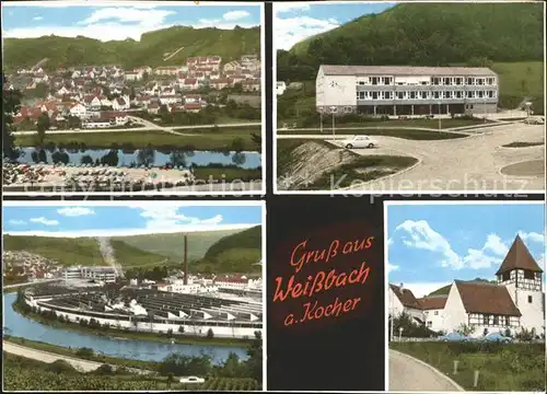 Weissbach Wuerttemberg Ortsansicht mit Kocher Gebaeude Turm Kat. Weissbach