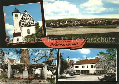 Hollenbach Mulfingen Panorama Kirche Denkmal Dorfpartie Kat. Mulfingen