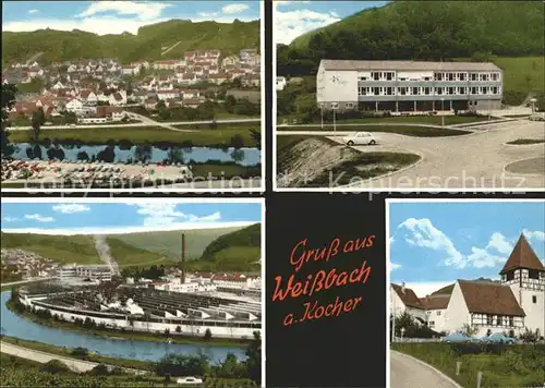 Weissbach Wuerttemberg Totalansicht mit Kocher Gebaeude Turm Kat. Weissbach