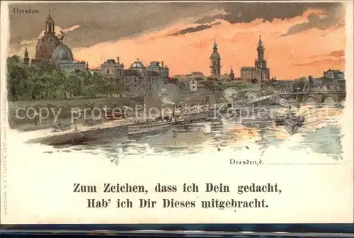 Dresden Partie an der Elbe Kuenstlerkarte Kat. Dresden Elbe