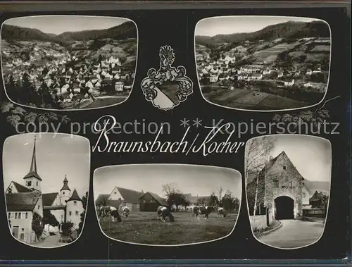 Braunsbach Wuerttemberg Panorama Kirche Viehweide Strassentunnel Kat. Braunsbach