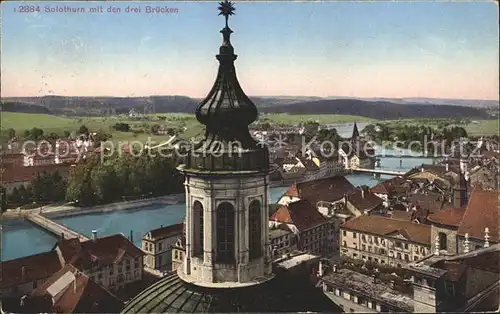 Solothurn mit den Drei Bruecken Panorama Kat. Solothurn