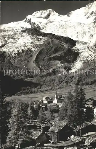 Saas Fee mit Alphubel und Feegletscher Kat. Saas Fee