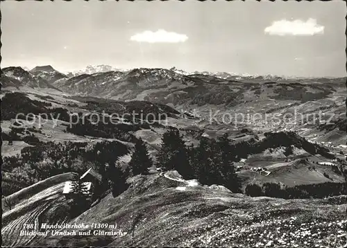 Hundwiler Hoehi mit Blick auf Urnaesch und Glaernisch Kat. Hundwiler Hoehi