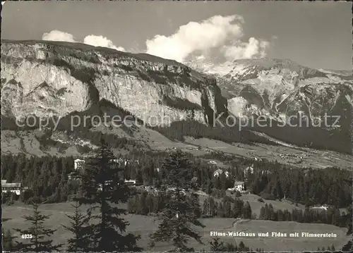 Flims Waldhaus und Fidaz mit Flimserstein Kat. Flims Waldhaus