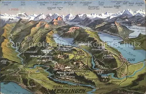 Menzingen Zug Panoramakarte Toedi Titlis Felsenegg Kat. Menzingen