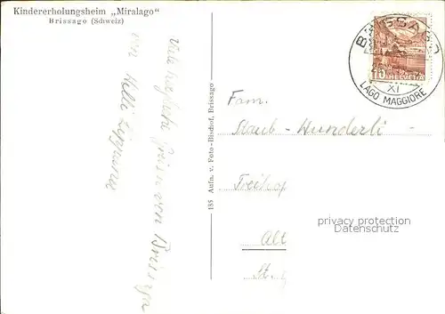 Brissago Kindererholungsheim Miralago / Brissago /Bz. Locarno