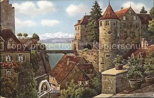 Meersburg Bodensee Schloss Muehle Kuenstlerkarte Nr. 1535 Kat. Meersburg