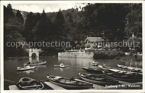 Freiburg Breisgau Waldsee Boote Kat. Freiburg im Breisgau