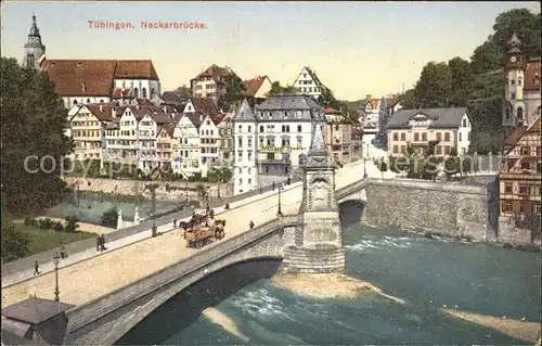 Tuebingen Neckarbruecke Pferdekutsche Kat. Tuebingen