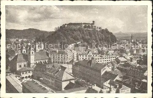 Ljubljana Stadtbild mit Burg Kat. Ljubljana