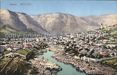 Mostar Moctap Gesamtansicht mit Bergpanorama Kat. Mostar