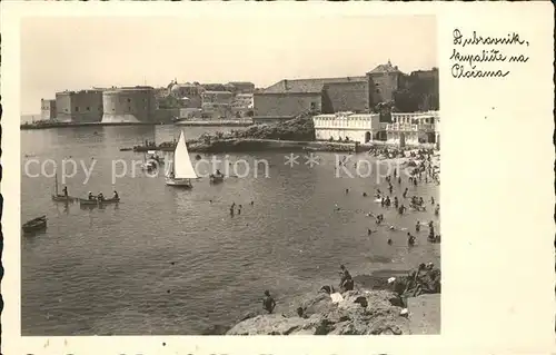 Dubrovnik Ragusa Strand Segelboot Festung Kat. Dubrovnik