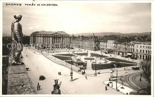 Zagreb Pogled sa Kolodvora Statue Platz Kat. Zagreb