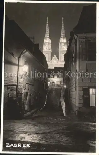 Zagreb Kathedrale bei Nacht Kat. Zagreb