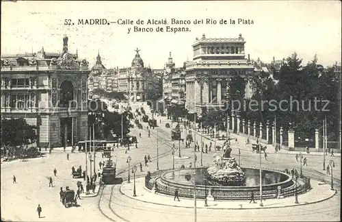Madrid Spain Calle de Alcala banco del Rio de la Plata y banco de Espana Kat. Madrid