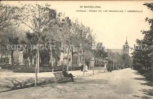 Barcelona Cataluna Parque paseo de las Magnolias y umbraculo Kat. Barcelona