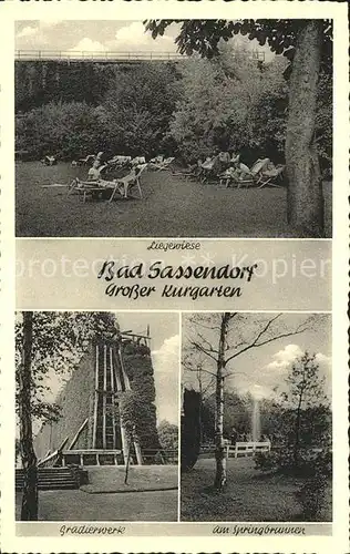 Bad Sassendorf Kurgarten Liegerwiese Gradierwerk Springbrunnen Kat. Bad Sassendorf