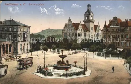 Heilbronn Neckar Bahnhofplatz Strassenbahn Brunnen Kat. Heilbronn