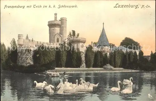 Laxenburg Franzensburg Teich Schwanen Schlosspark  Kat. Laxenburg