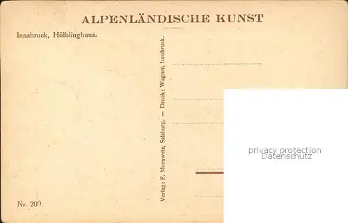 Innsbruck Hoelblinghaus Kuenstlerkarte Rudolf Kargl Nr. 200 Kat. Innsbruck
