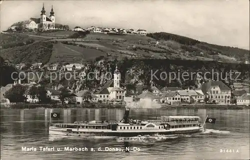 Maria Taferl Marbach an der Donau Seitenraddampfer  Kat. Maria Taferl Donau