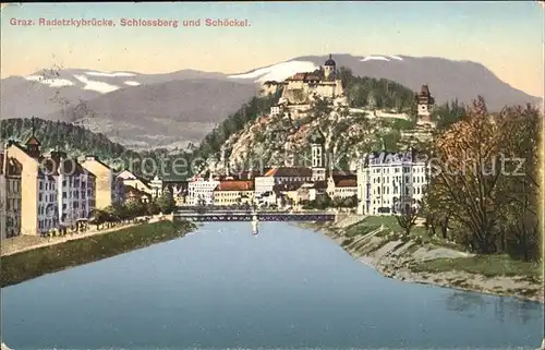 Graz Steiermark Radetzkybruecke Schlossberg Schoeckel Kat. Graz