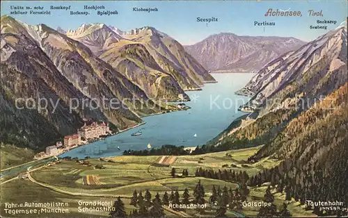 Achensee Panoramakarte Seespitz Pertisau Klobenjoch Grand Hotel Scholastika Kat. Eben am Achensee