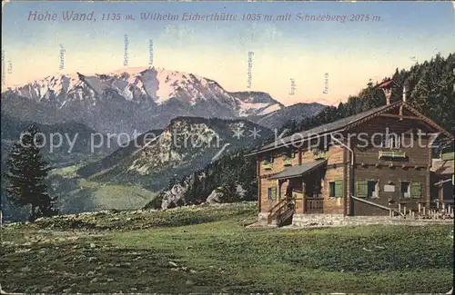 Hohe Wand Wilhelm Eicherthuette Schneeberg Klosterwappen Gippel Kat. Hohe Wand