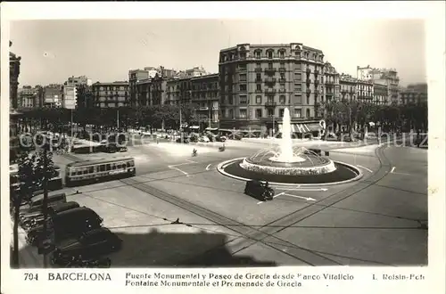 Barcelona Cataluna Fuente Monumental y Paseo de Gracia anco Vitalicio Kat. Barcelona