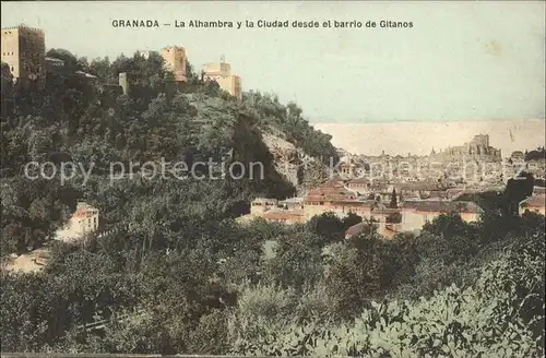 Granada Andalucia La Alhambra y la Ciudad desde el barrio de Gitanos Kat. Granada