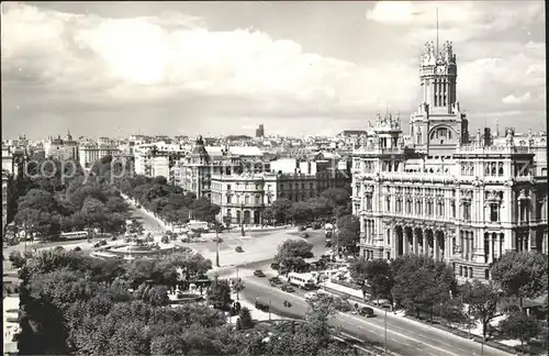 Madrid Spain Paseo del Prado y Palacio de Comunicaciones Kat. Madrid