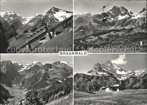 Braunwald GL Sessellift Bergbahn Teilansichten Kat. Braunwald