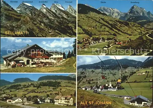 Alt St Johann mit Sellamatt Panorama Berggasthaus Kat. Alt St Johann