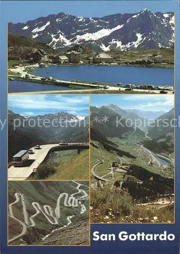 San Gottardo Ospizio Gottardo mit Airolo und der alten Strasse im Val Tremola Kat. San Gottardo