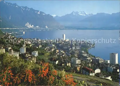 Montreux VD Lac Leman et les Dents du Midi / Montreux /Bz. Vevey
