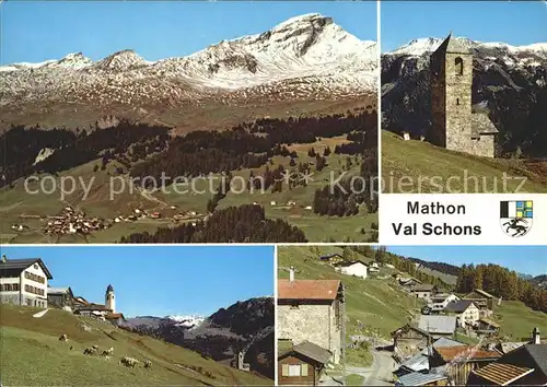 Mathon Val Schons Panorama Kirche Dorfpartie Kat. Mathon