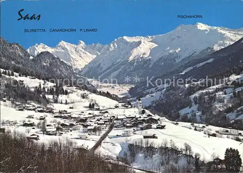 Saas Praettigau mit Silvrettagruppe und Pischahorn Kat. Saas Praettigau