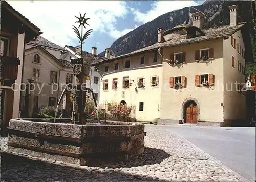 Vicosoprano Dorfpartie mit Brunnen Kat. Vicosoprano