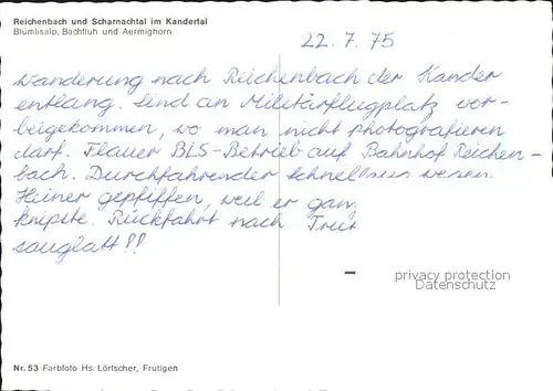 Reichenbach Kandertal BE mit Scharnachtal Bluemlisalp Bachfluh und Aermighorn Kat. Reichenbach Kandertal