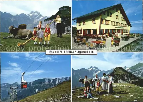 Appenzell IR Alphornblaeser Berggasthaus Ebenalp Luftseilbahn Saentisblick Kat. Appenzell