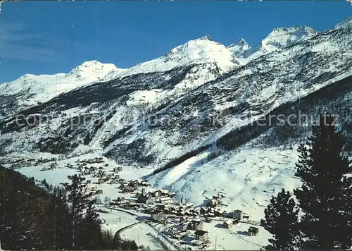 Saas Grund Simelihorn Fletsch und Lagginhorn Kat. Saas Grund