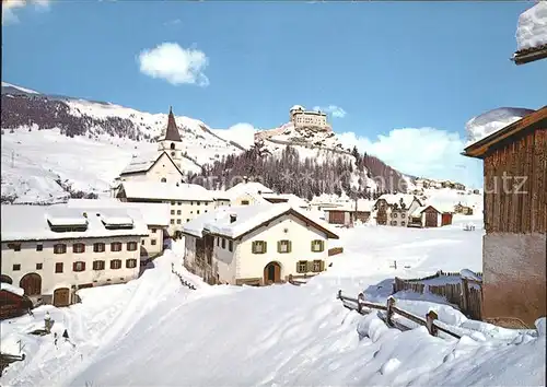 Tarasp Dorfpartie mit Schloss Tarasp Kat. Tarasp