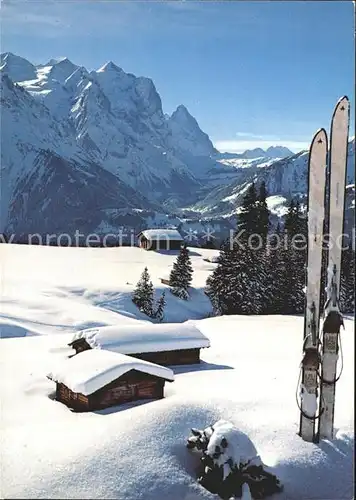 Hasliberg Gummenalp im Winter Wetterhorngruppe Kat. Meiringen