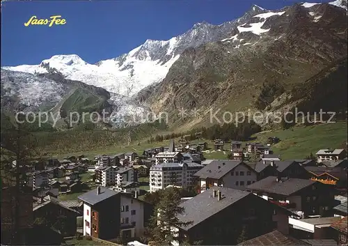 Saas Fee mit Alphubel Taeschhorn Dom und Lenzspitz Kat. Saas Fee