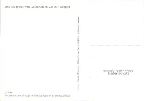 Cuolmet Vals mit Crispalt Skigebiet Kat. Cuolmet