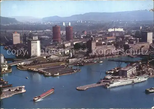 Kleinhueningen Fliegeraufnahme Rheinhafen Dreilaendereck Kat. Basel