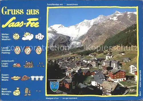 Saas Fee mit Alphubel und Mischabel Gruppe Kat. Saas Fee