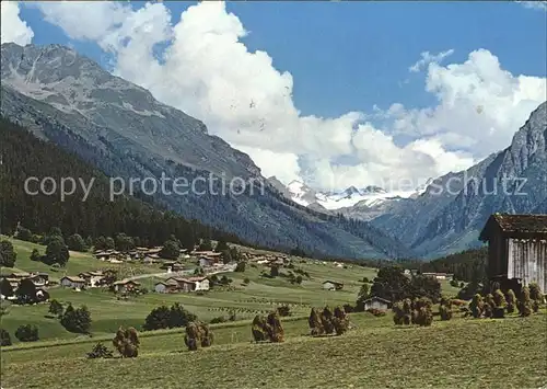 Monbiel Klosters mit Silvrettagruppe Kat. Monbiel