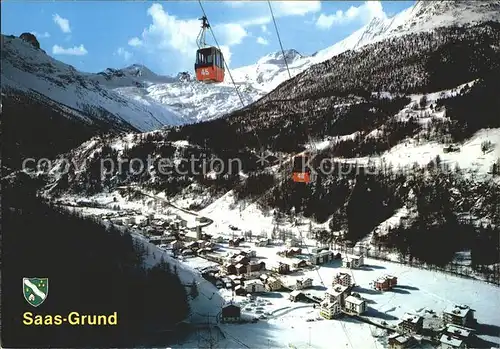 Saas Grund mit Gondelbahn Kat. Saas Grund